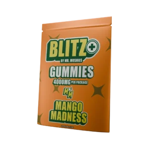Mr. Mushies BLITZ Mango Madness Gummies – Mango-flavored THC and mushroom-infused edibles