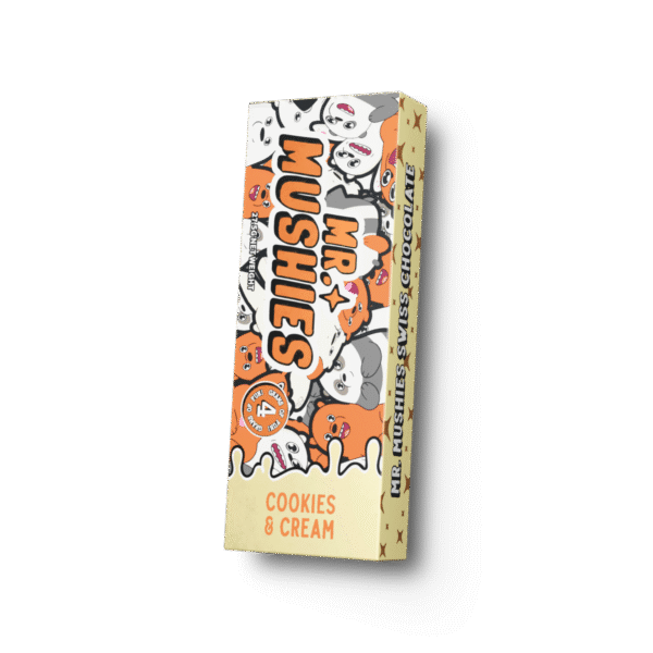 Mr. Mushies COOKIES AND CREAM psilocybin chocolate bar with cookie chunks and white chocolate