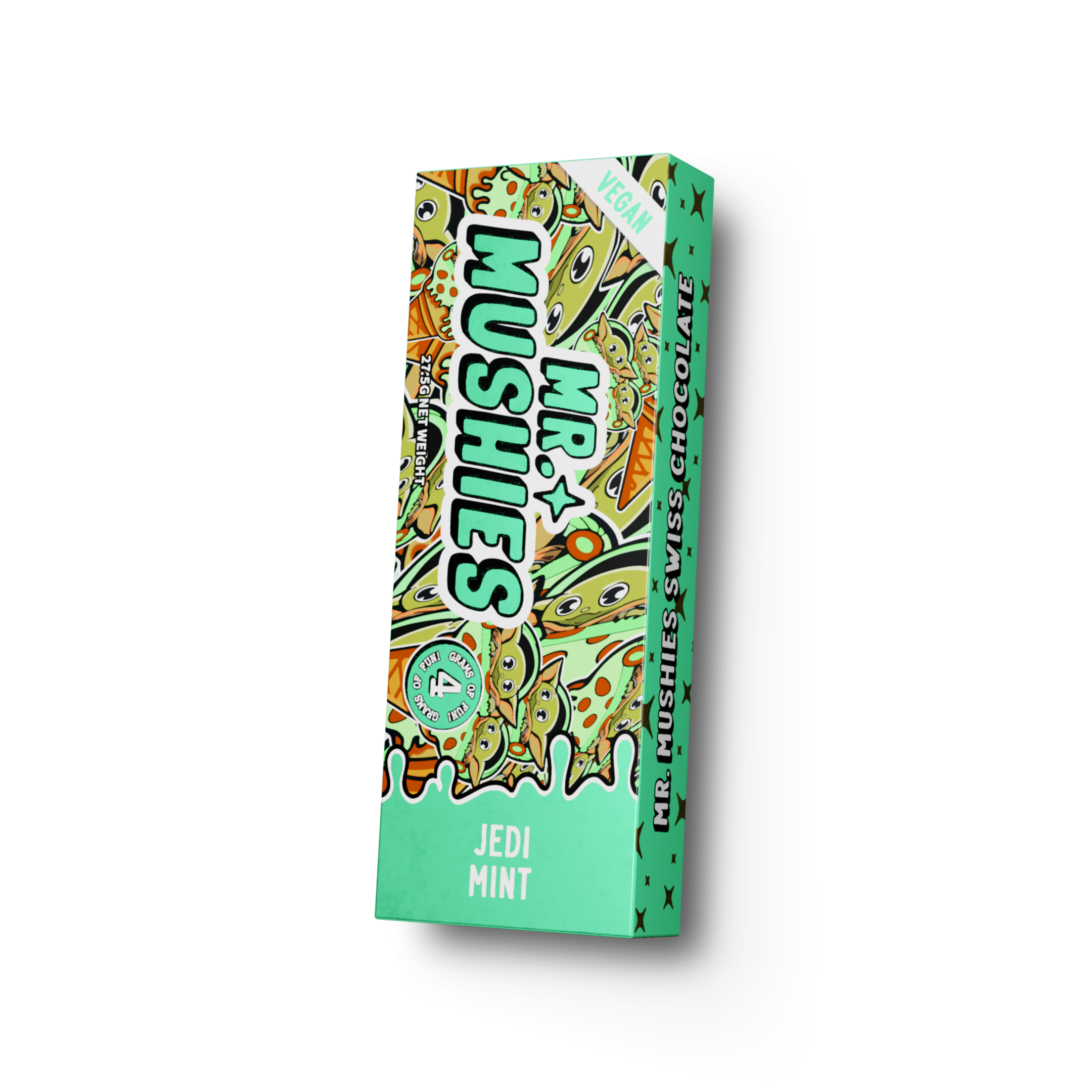 Mr. Mushies JEDI MINT psilocybin chocolate bar with dark chocolate and cool mint flavor